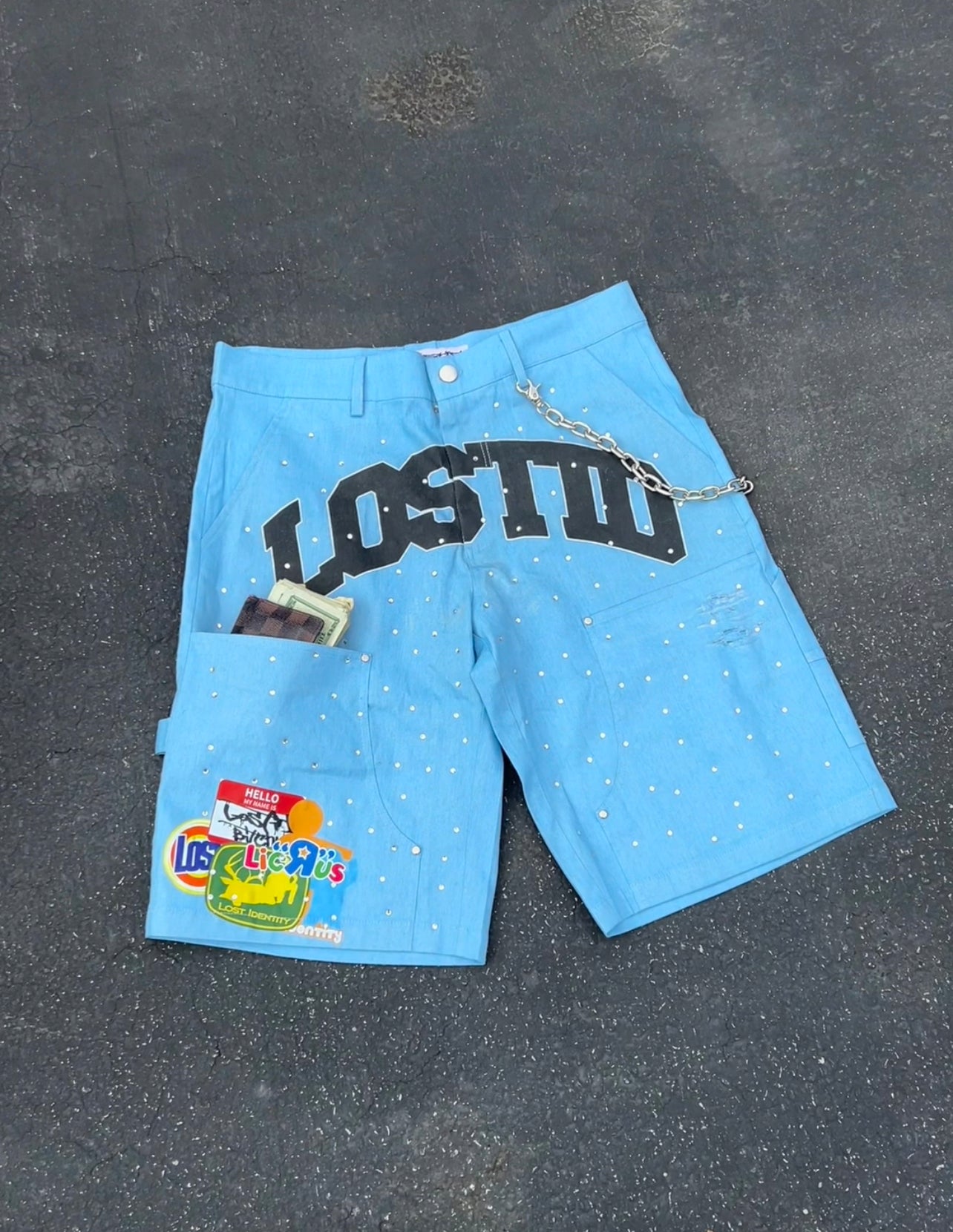 Lost Identity RhineStone Jorts