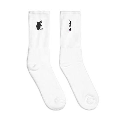 Lost Identity Embroidered Socks White